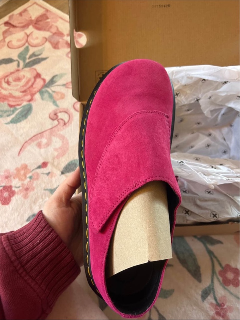 Dr. Martens Women's Hot Pink Suede Clog Mule